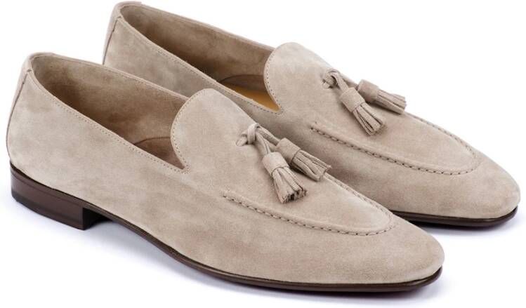 Testoni Suède Loafer met Puntige Neus Beige Heren