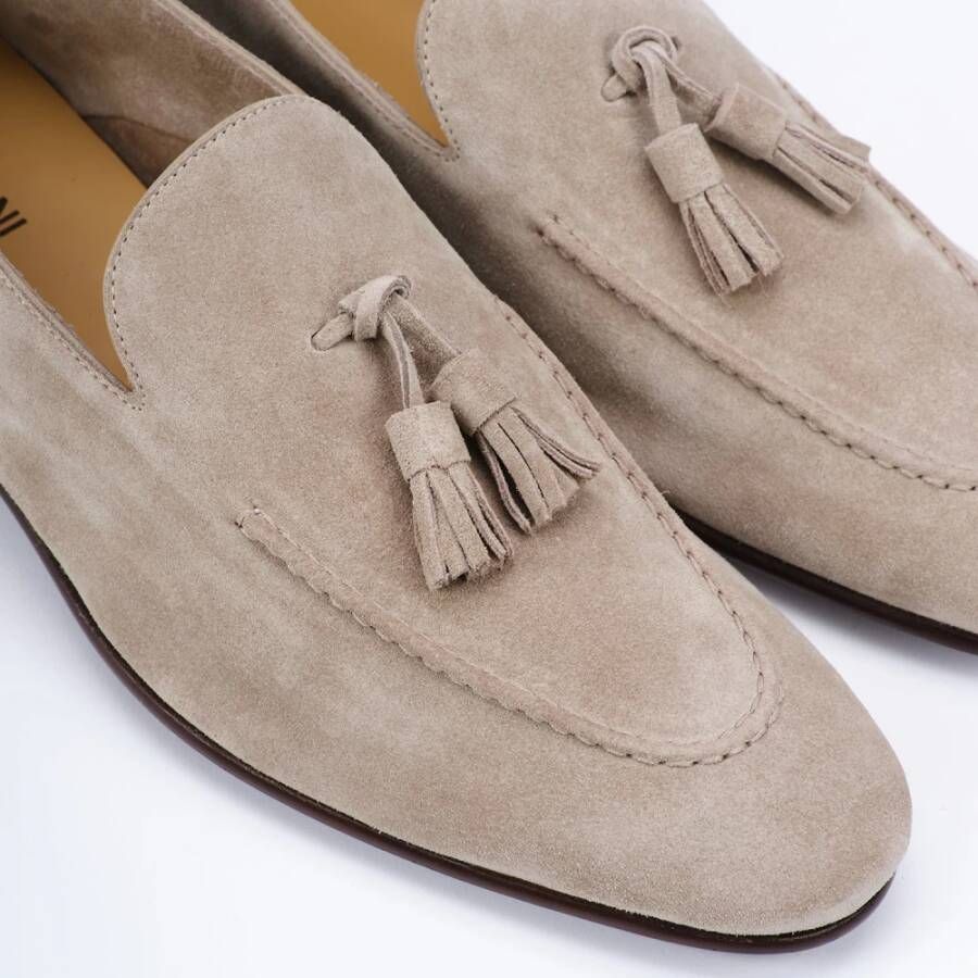 Testoni Suède Loafer met Puntige Neus Beige Heren