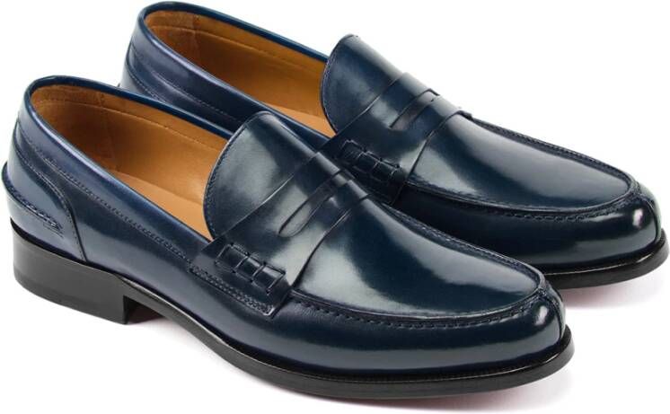 Testoni Trento Lederen Loafer Blue Heren