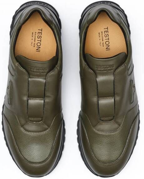 Testoni Urban Slip-On Sneaker met Iconische T-Patch Green Heren