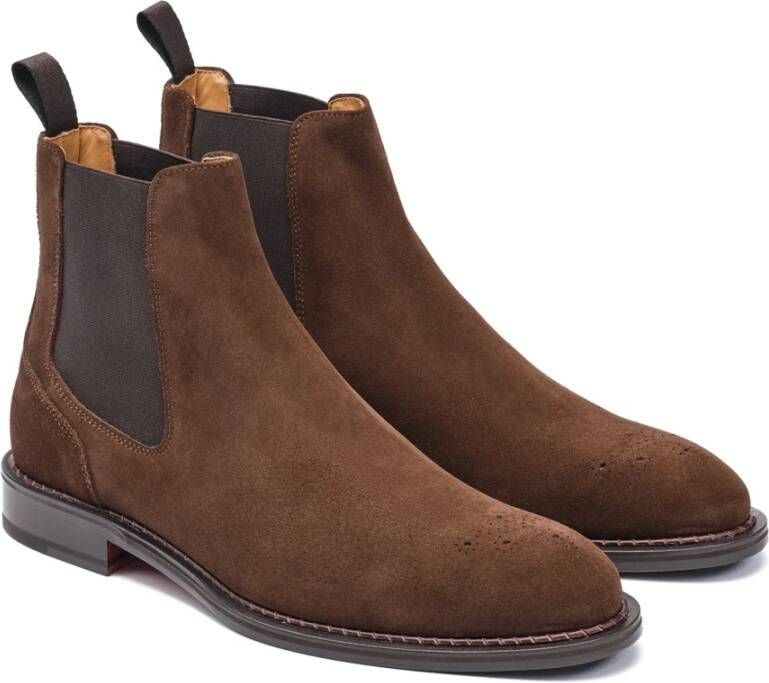 Testoni Venezia Chelsea English Suede Calf Brown Heren