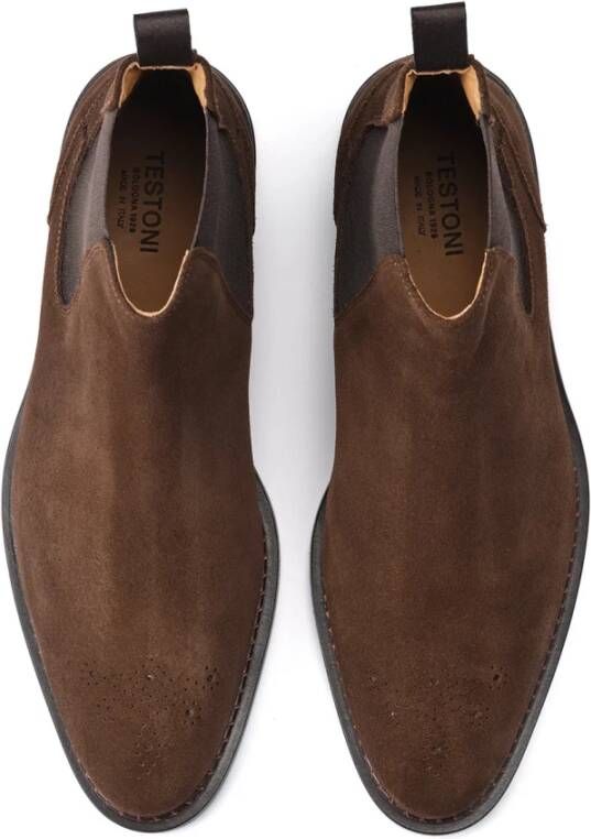 Testoni Venezia Chelsea English Suede Calf Brown Heren