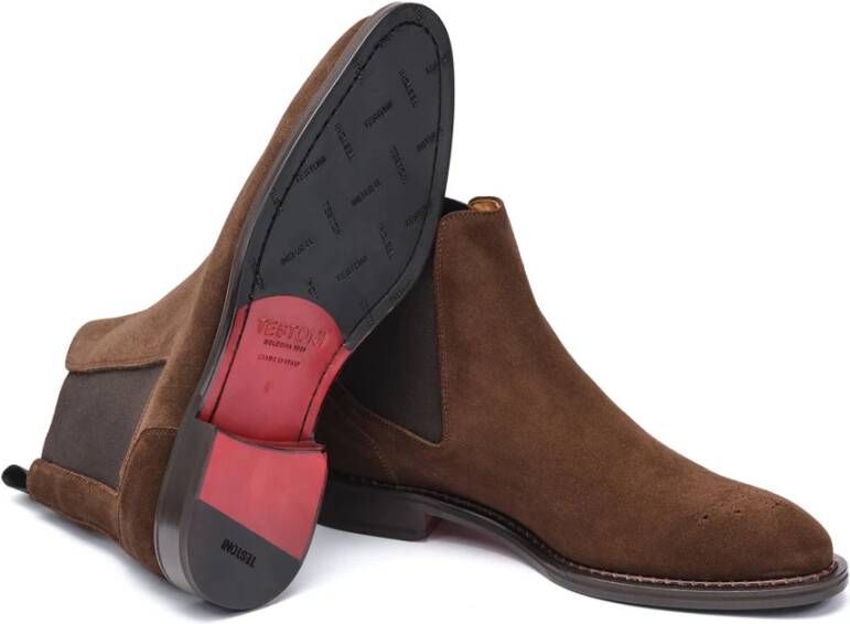 Testoni Venezia Chelsea English Suede Calf Brown Heren