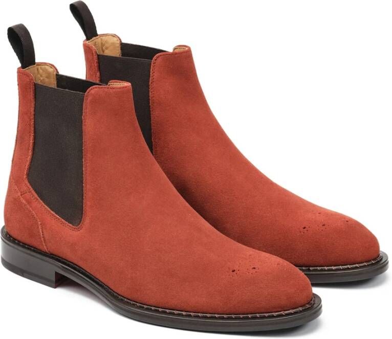 Testoni Venezia Chelsea English Suede Calf Orange Heren