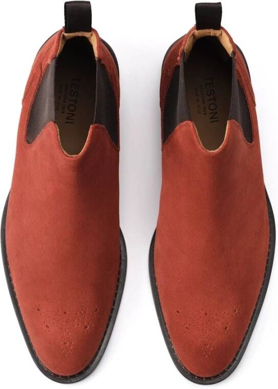 Testoni Venezia Chelsea English Suede Calf Orange Heren