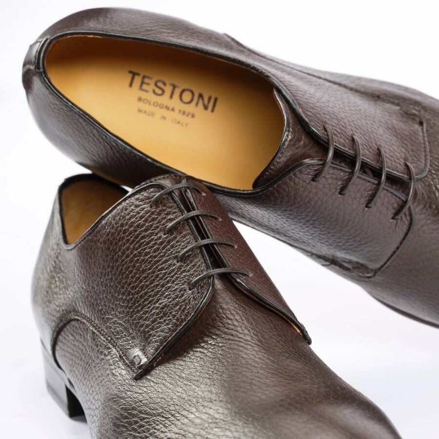 Testoni Zachte Deerskin Captoe Derby Schoen Brown Heren