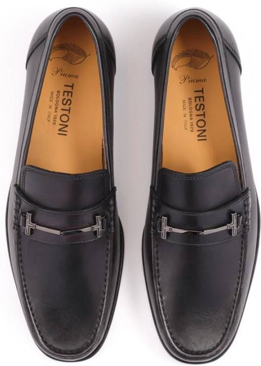 Testoni Zachte Delave Kalf Mocassin Black Heren