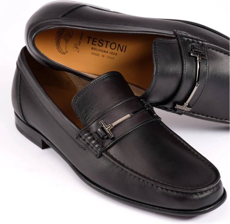 Testoni Zachte Delave Kalf Mocassin Black Heren