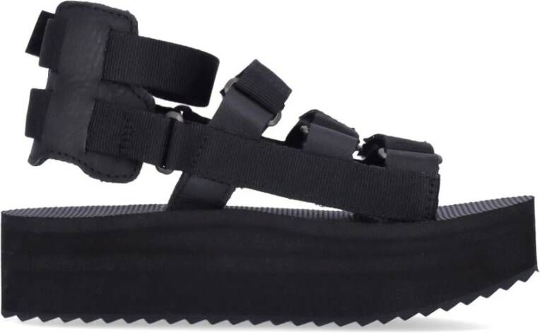 Teva Zwarte Plateau Sandaal met Verstelbare Banden Black Dames