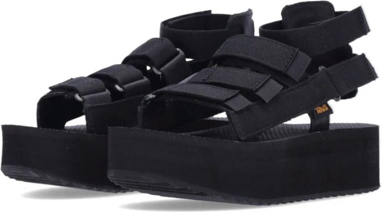 Teva Zwarte Plateau Sandaal met Verstelbare Banden Black Dames