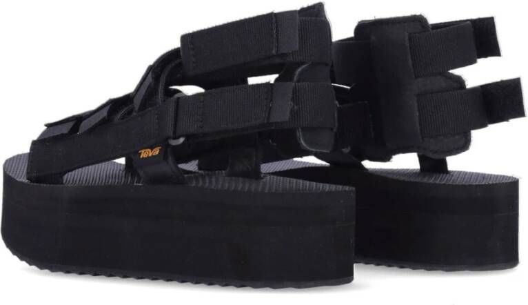 Teva Zwarte Plateau Sandaal met Verstelbare Banden Black Dames