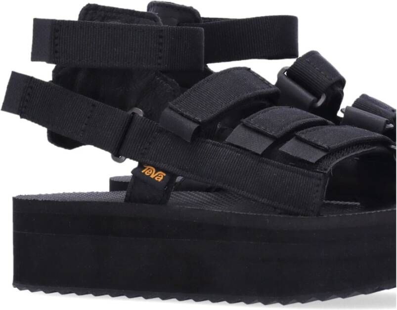 Teva Zwarte Plateau Sandaal met Verstelbare Banden Black Dames