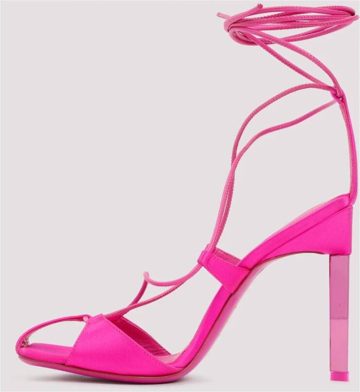 The Attico Adele Lace-Up Pump in Fuchsia Pink Dames