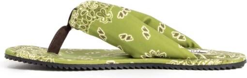 The Attico Bandana Print Teenslippers Green Dames