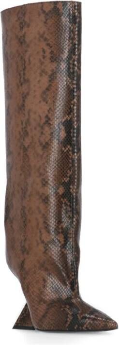 The Attico Bruine Leren Animalier Laarzen met Geometrische Hak Brown Dames