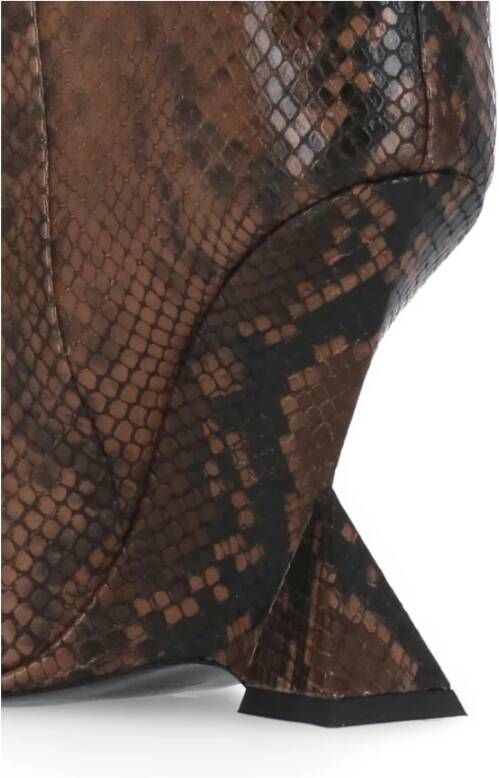 The Attico Bruine Leren Animalier Laarzen met Geometrische Hak Brown Dames