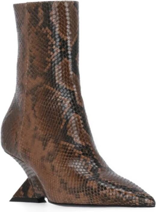 The Attico Bruine Leren Animalier Laarzen met Geometrische Hak Brown Dames