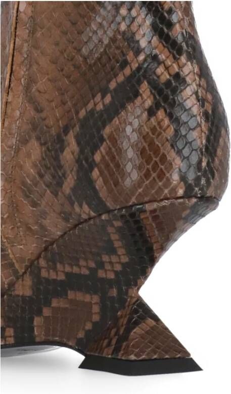 The Attico Bruine Leren Animalier Laarzen met Geometrische Hak Brown Dames