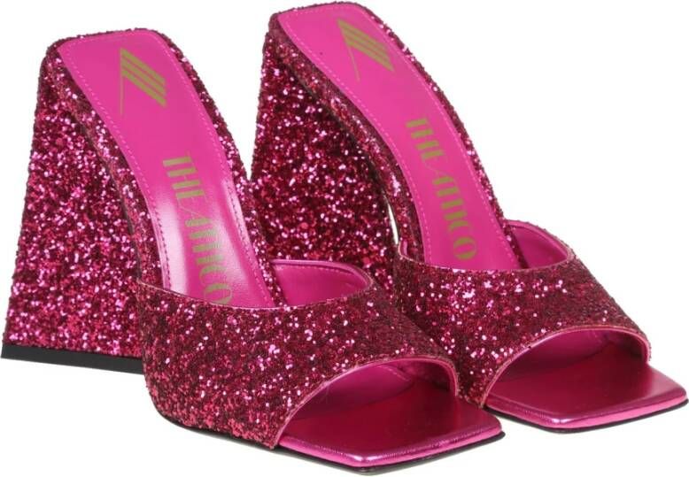 The Attico Fuchsia Glitter Vierkante Neus Muiltjes Pink Dames