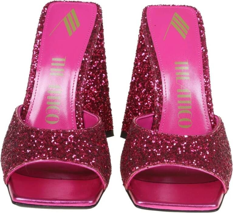 The Attico Fuchsia Glitter Vierkante Neus Muiltjes Pink Dames