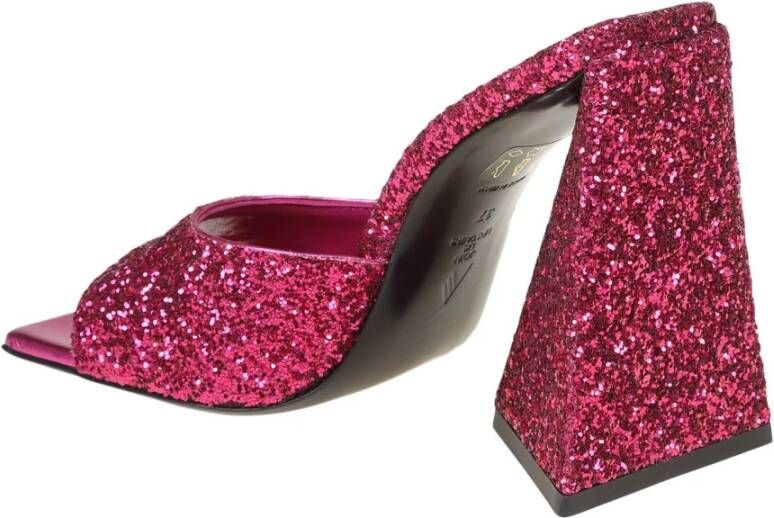 The Attico Fuchsia Glitter Vierkante Neus Muiltjes Pink Dames