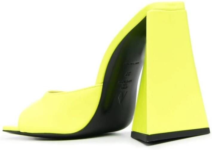 The Attico Gele Slip-On Muiltjes met Hoge Blokhak Yellow Dames