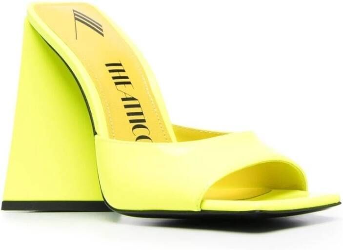 The Attico Gele Slip-On Muiltjes met Hoge Blokhak Yellow Dames