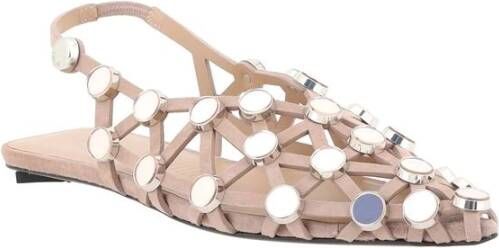 The Attico Grid ballerina's met parelversieringen Beige Dames