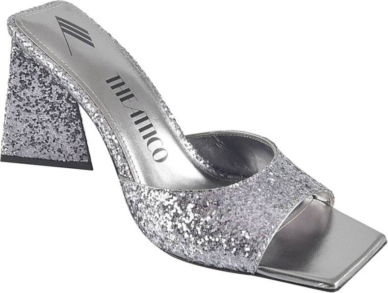 The Attico Glittered Mules Sandalen Grijs Gray Dames