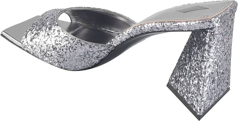 The Attico Glittered Mules Sandalen Grijs Gray Dames