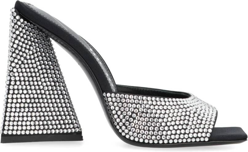 The Attico Rhinestone Square Toe Polyester Mules Black Dames