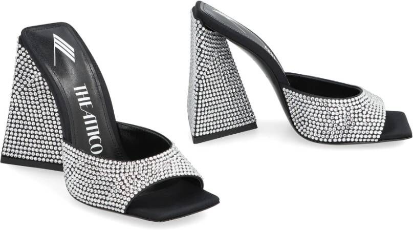 The Attico Rhinestone Square Toe Polyester Mules Black Dames