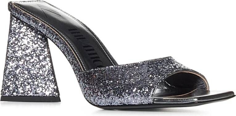 The Attico Glitter Fabric Mules met Pyramid Heel Gray Dames