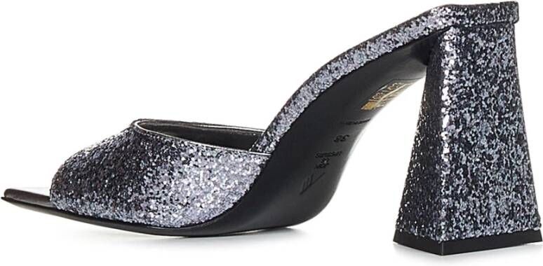 The Attico Glitter Fabric Mules met Pyramid Heel Gray Dames