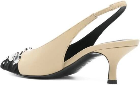 The Attico Stud Versierde Beige Slingback Hakken Beige Dames