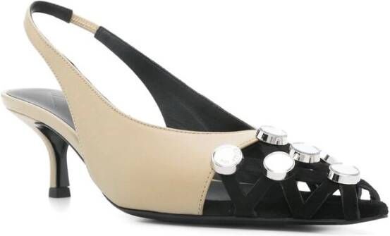 The Attico Stud Versierde Beige Slingback Hakken Beige Dames