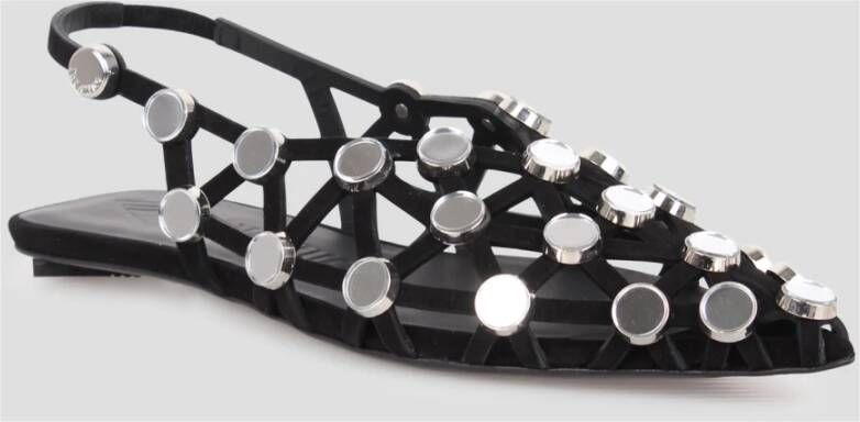 The Attico Studded Grid Slingback Sandalen Black Dames