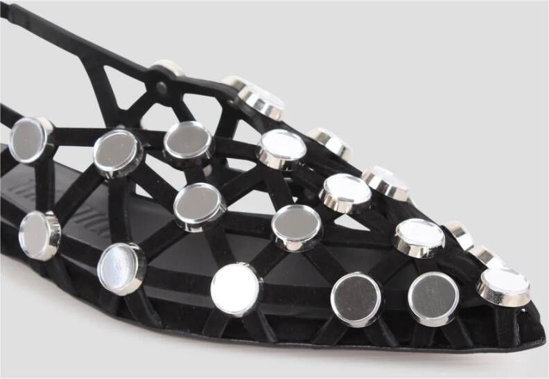 The Attico Studded Grid Slingback Sandalen Black Dames