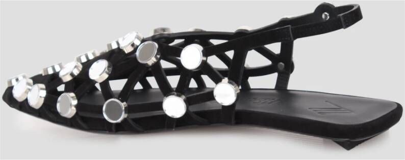 The Attico Studded Grid Slingback Sandalen Black Dames