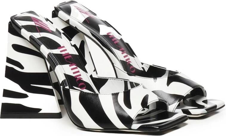 The Attico Zebra Print Pyramid Hak Sandalen Black Dames