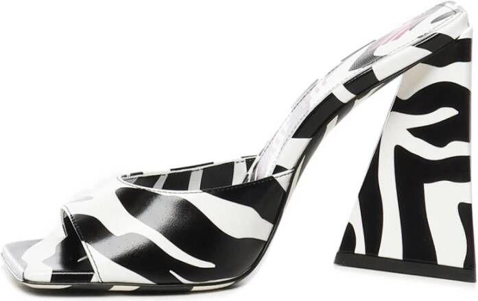 The Attico Zebra Print Pyramid Hak Sandalen Black Dames