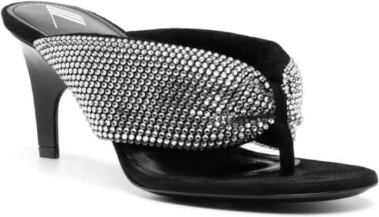 The Attico Zilveren Strass Hoge Hak Sandalen Black Dames