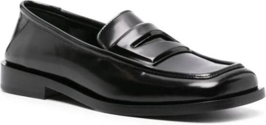 The Attico Zwarte leren loafers met diamantsnit Black Dames