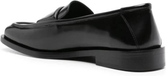 The Attico Zwarte leren loafers met diamantsnit Black Dames