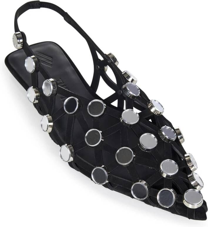 The Attico Zwarte suède ballerina's met studs Black Dames