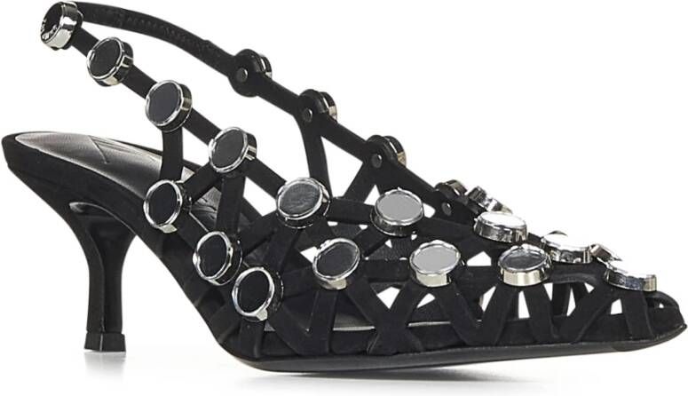 The Attico Zwarte suède slingback pumps met studs Black Dames