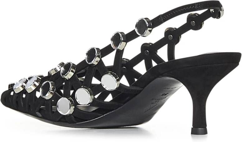 The Attico Zwarte suède slingback pumps met studs Black Dames