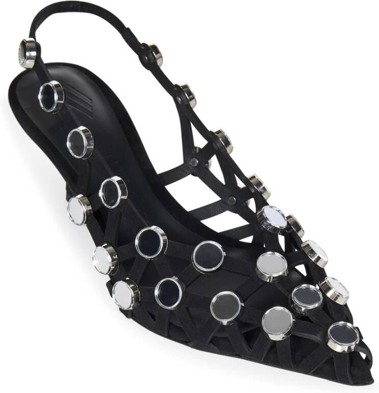 The Attico Zwarte suède slingback pumps met studs Black Dames