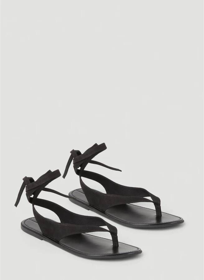 The Row Italiaanse platte leren sandalen Zwart Dames