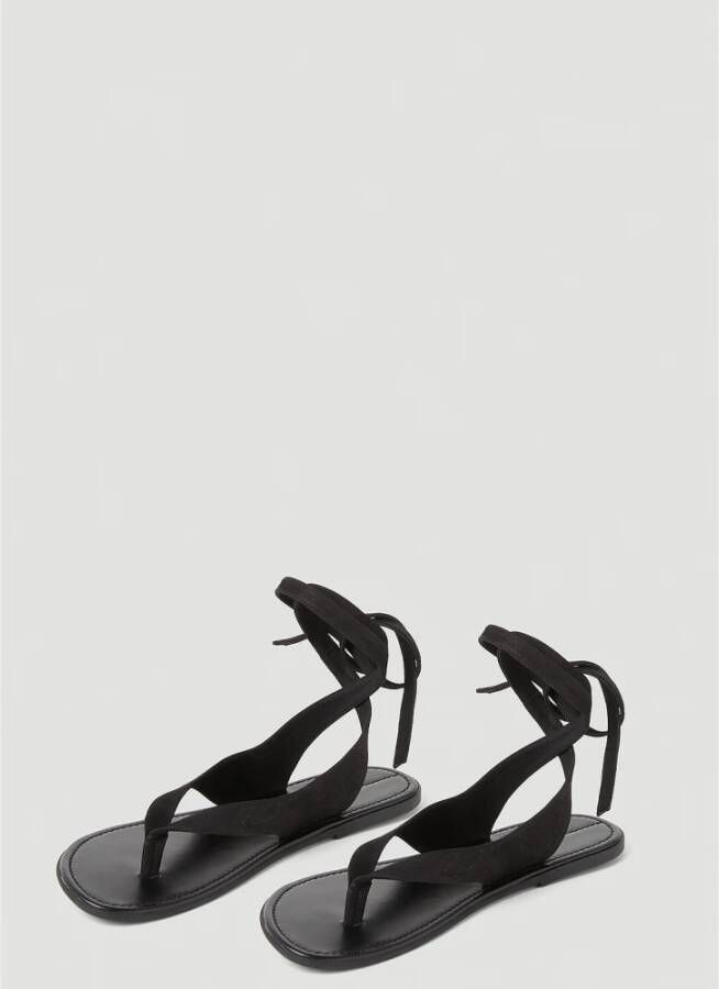 The Row Italiaanse platte leren sandalen Zwart Dames